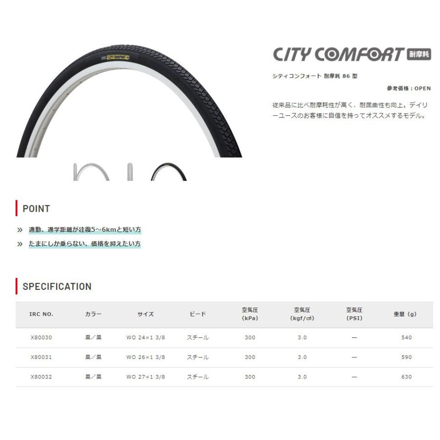 IRC 自転車タイヤ 26インチ 2本セット チューブ付き シティ IRC 自転車タイヤ 26インチ 2本セット チューブ付き シティ