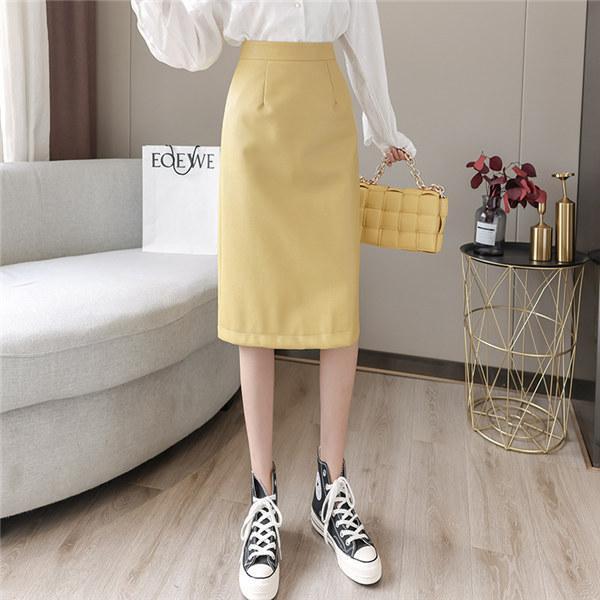 大特価】女性用 秋冬 ミディアム丈 フェイクレザースカート ハイ