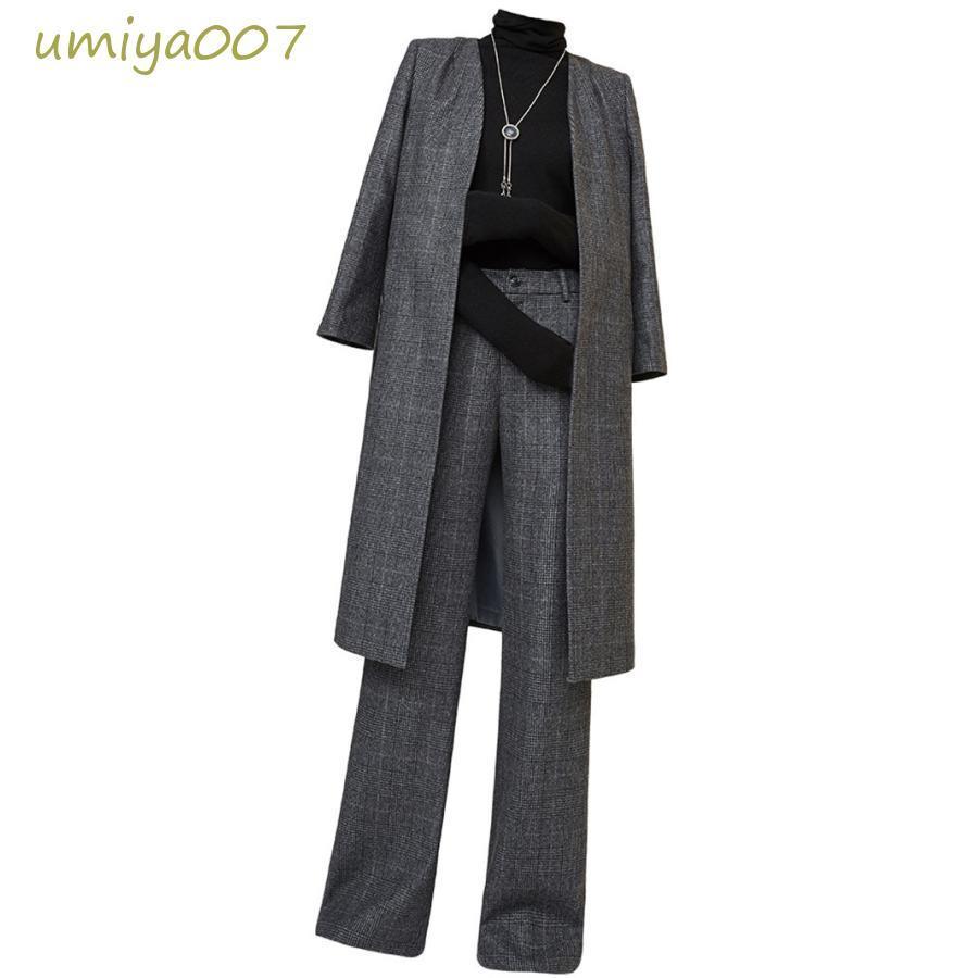 大特価】スーツセット レディース パンツセット 事務服 チェック柄