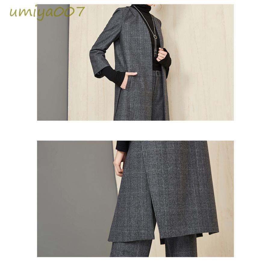 スーツセット レディース パンツセット 事務服 チェック柄 ワイドパンツ ビジネススーツ ラシャ セレモニー 入学式 通勤OL オシャレ 着痩せ 大特価】スーツセット レディース パンツセット 事務服 チェック柄