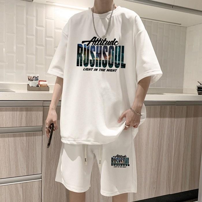   ロゴ 半袖 Tシャツ＆ハーフパンツ 上下セット 大特価】上下セット メンズ 半袖 アメカジ ロゴお 夏 Tシャツ