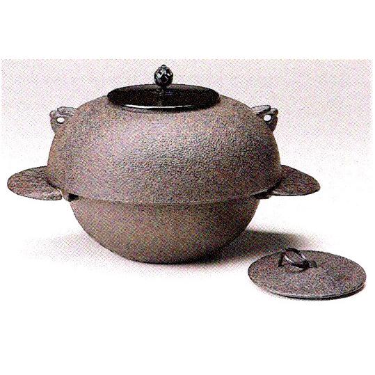 茶道具 No41 透木釜 【宗旦好写】 裏甲釜 替蓋付 高17.7×幅34.0cm