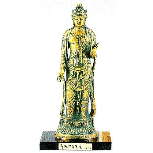 仏像　聖観音像　北村西望作　銅製・金青銅色　幅8×奥行8×高さ25cm　t23-09