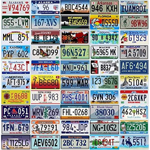 50 US States License Plates Set - Replica of Real USA Metal USA