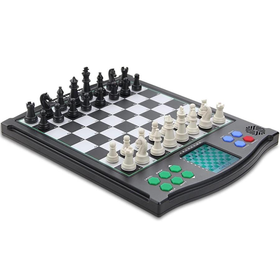 Vonset 電子チェスセット M986 学習チェスボードとカード付き インテリジェントチェスボード 磁気チェスゲーム 感覚ボード 読みやすい LCD