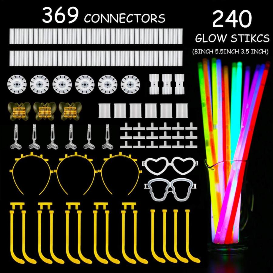 セール純正品 発光スティック（合計600個） - 250個のグロースティック（7色）とコネクタ