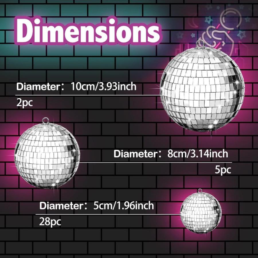 値引 35個 ミラーディスコボールオーナメント クリスマスツリーオーナメント 装飾 反射ミラーボールケーキデコレーション 70年代ディスコテーマ パーティー