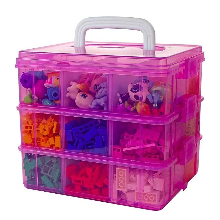購入割引品 Bins & Things Stackable Toys Organizer Storage Case Compatible with LOL Sur