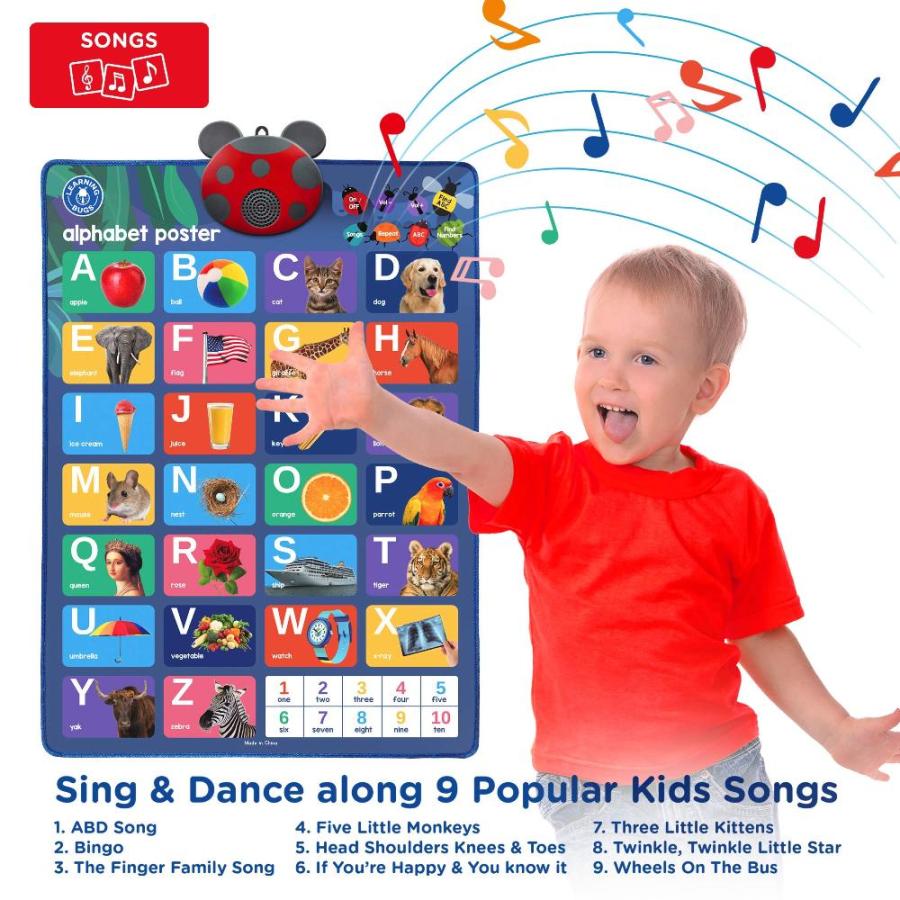 アウトレット店舗 LEARNING BUGS Interactive ABC & 123s Talking Poster & Musical Wall Chart， E