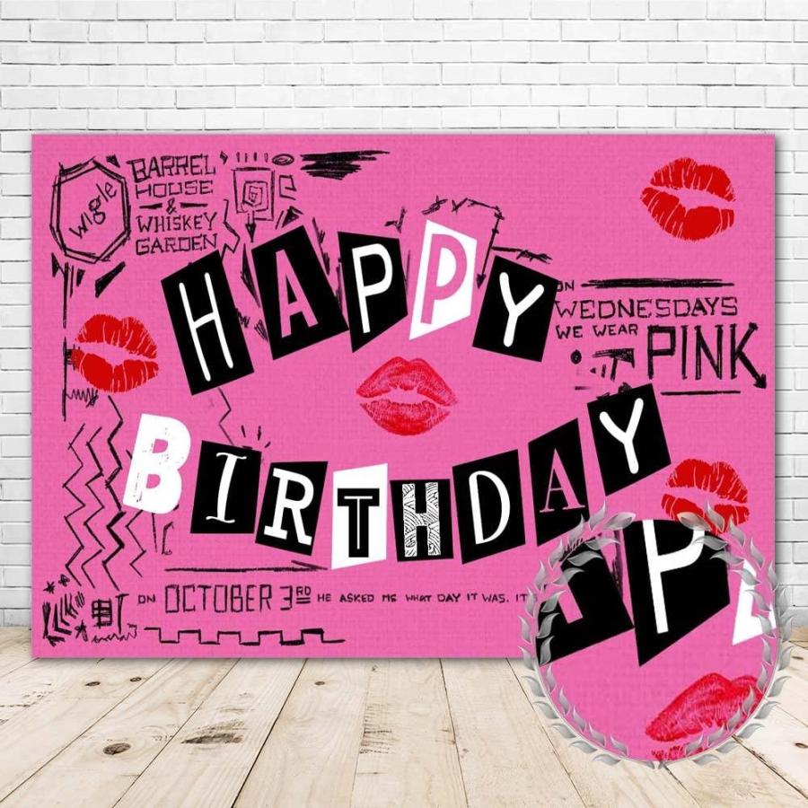『サイバーパンク Mean Girl 誕生日パーティー用背景幕 7 x 5フィート ホットピンクバーンブック ハッピーバースデー背景 女の子用 16歳の誕生日パーティー