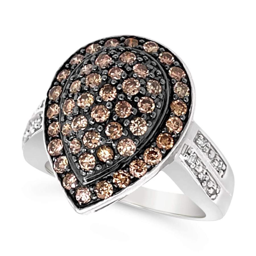 ホットセール格安 Jewelry Bliss 14k White Gold Chocolate Brown Diamond Pear Shape Halo Ring F