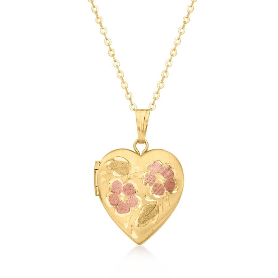 マストバイ Canaria 10kt 2-Tone Gold Floral Heart Locket Necklace. 16 inches