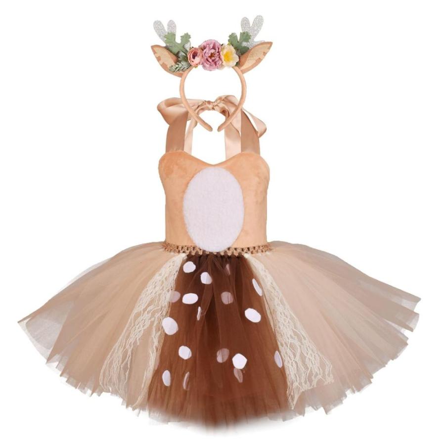 最新の激安 Christmas Girls Reindeer Costume Tutu Dress with Headband Animal Costume fo