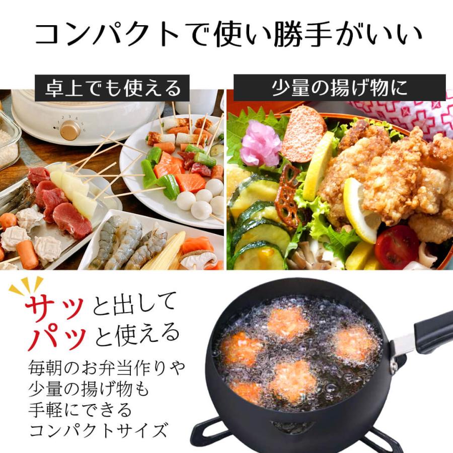 揚げ鍋 天ぷら鍋 片手鍋 16cm 揚げクック 注ぎ口付 つぼ型 16 少ない油