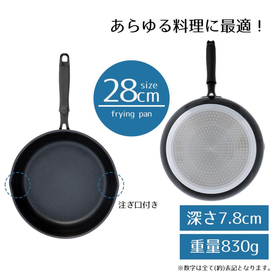 深型フライパン 28cm ガス火 IH 対応 LivPlus | フライパン 揚げ鍋 深