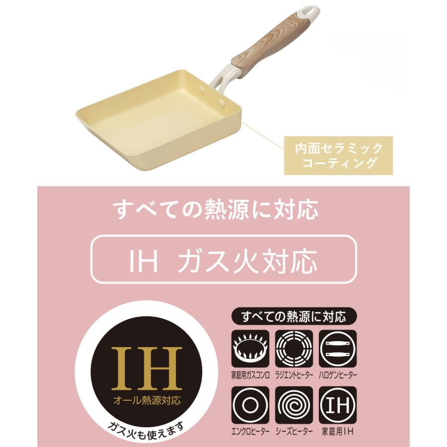 IHエッグパン 13×18cm 卵焼き器 IH ガス火対応 セラミック毎日パン