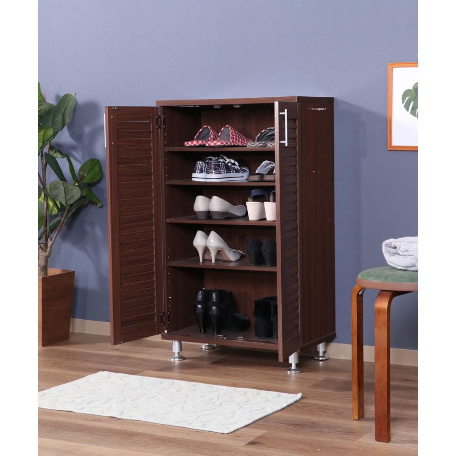 【新品・送料無料】シューズラック　ブラウン 靴箱 シューズラック ルーバー シューズボックス 幅60cm ブラウン 不二