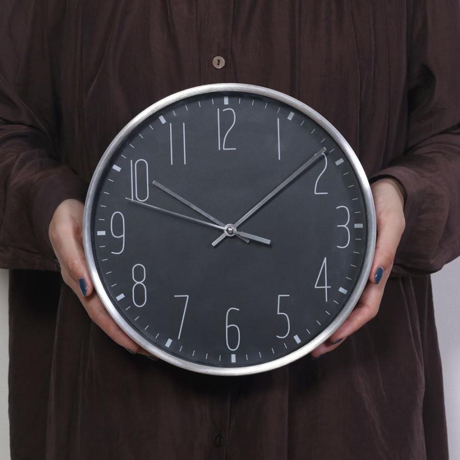 掛け時計 直径25cm ブラック ラーク モノトーン調 電池式 不二貿易