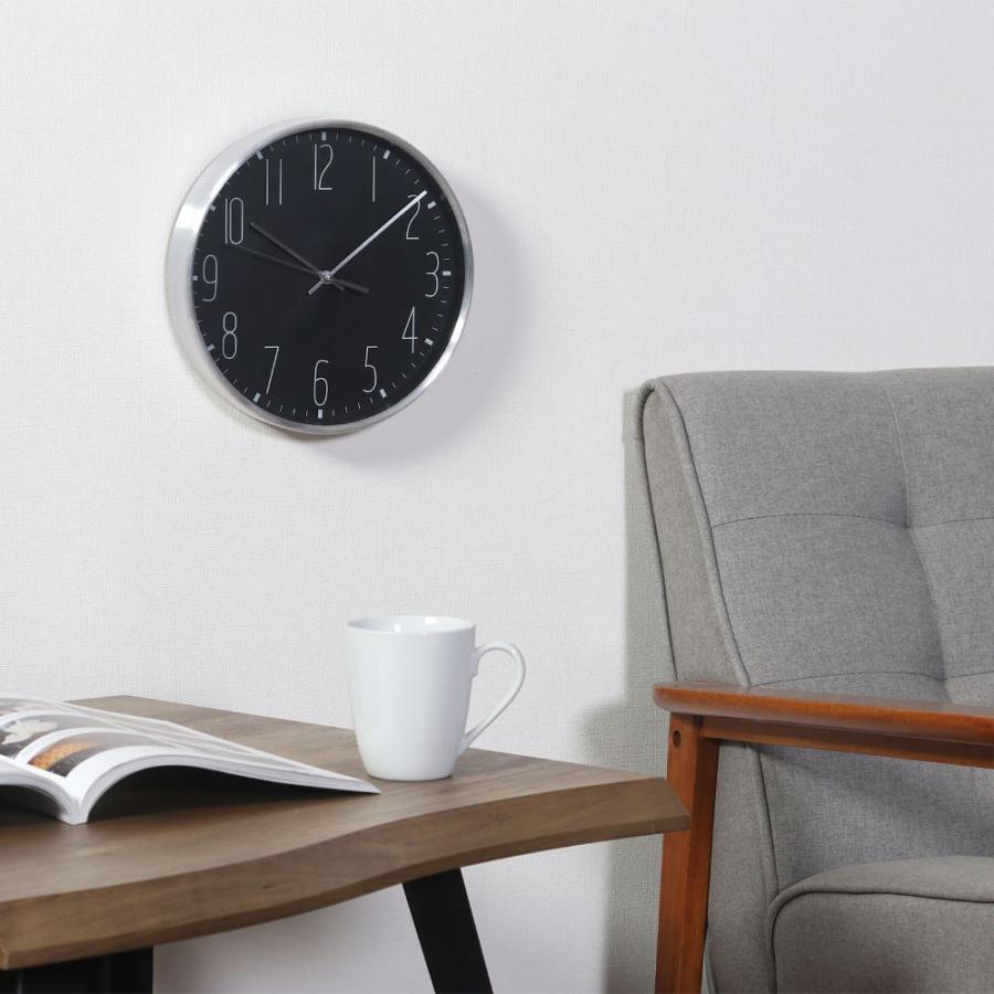 掛け時計 直径25cm ブラック ラーク モノトーン調 電池式 不二貿易