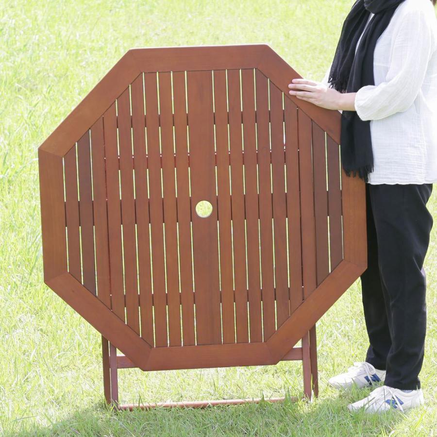 不二貿易 八角 テーブル 110×110×74cm GT05FB | ガーデンテーブル 天然