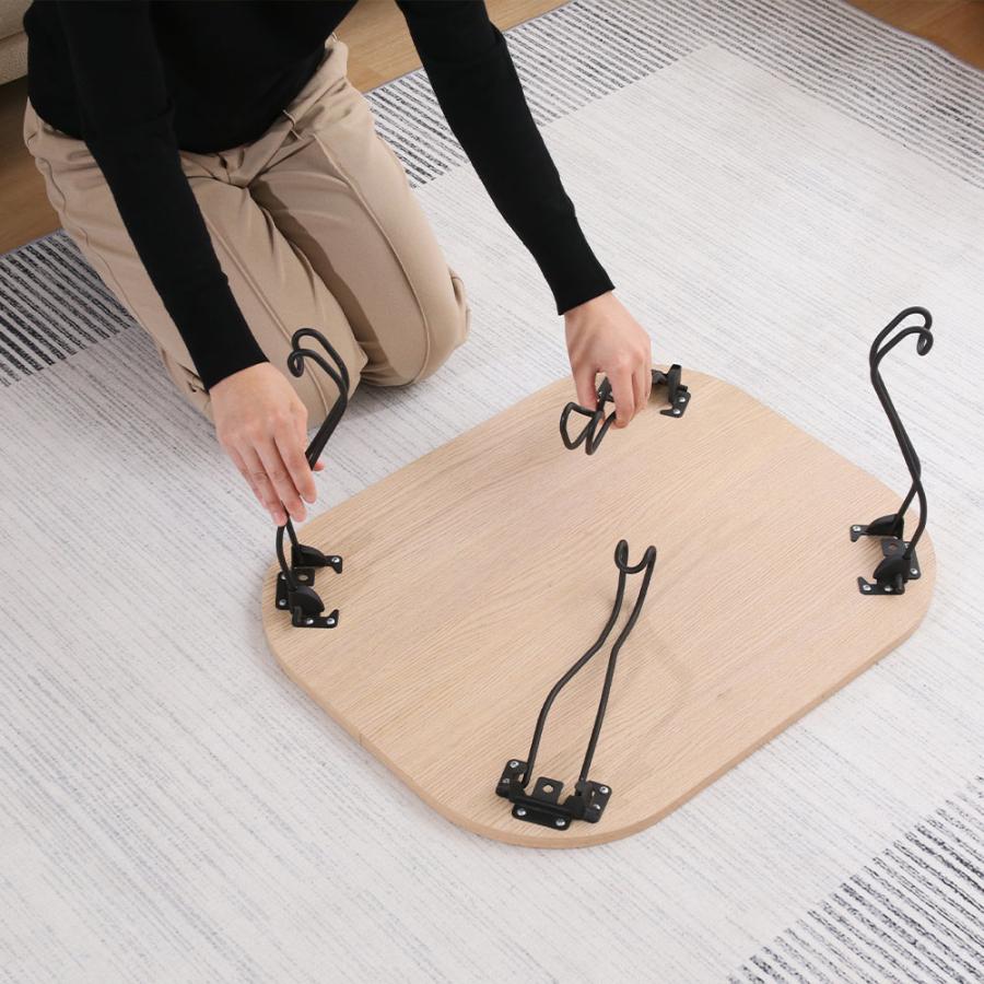 不二貿易 ねこ脚 テーブル 木目 60×48×31.5cm 折りたたみ式 | 猫 ネコ