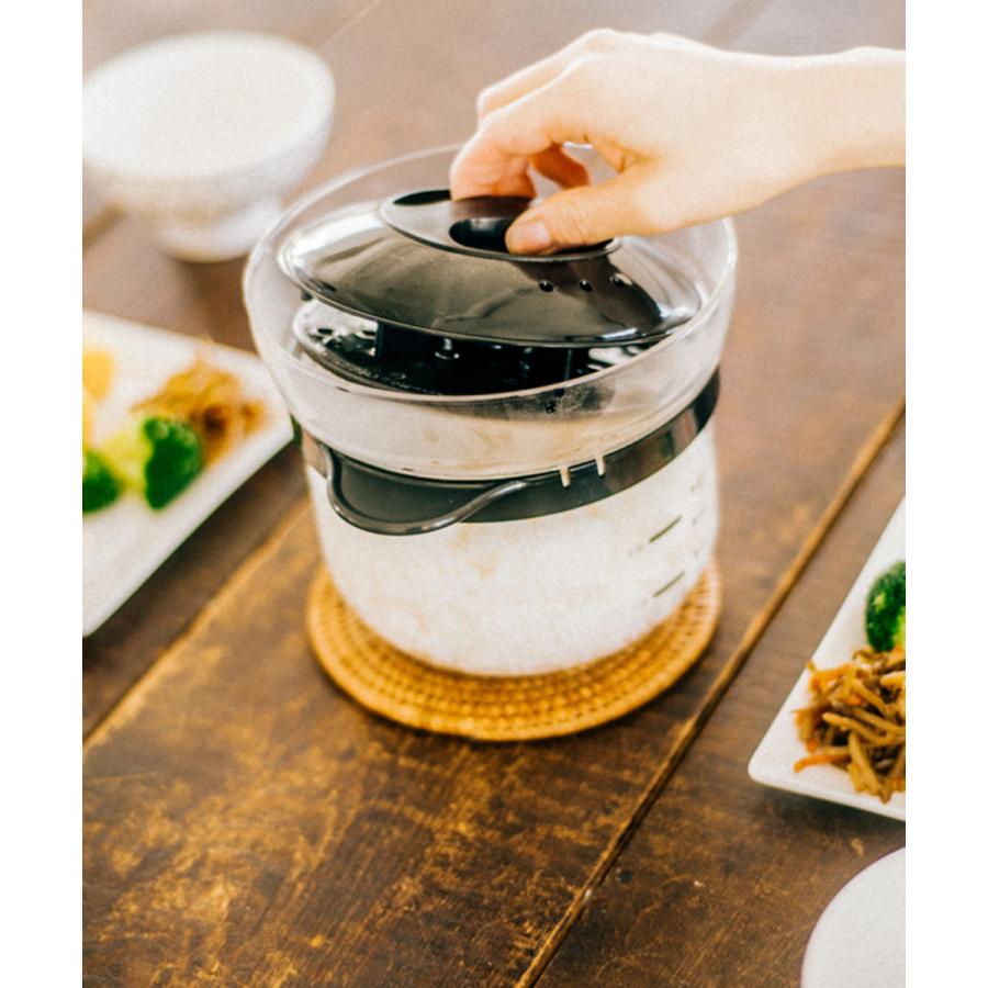 HARIO ハリオ ガラスのレンジご飯釜 1-2合 電子レンジ XRCN-2-B | 耐熱ガラス レンジ調理 白米 お米 炊飯器 ひとり暮らし ごはん鍋  調理器具 新米 レンチン |  | 01