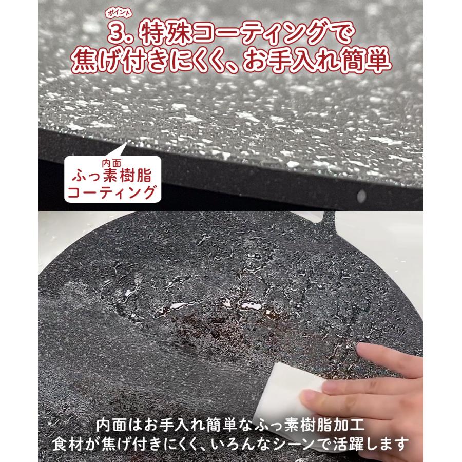 韓国 焼肉プレート 32cm ガス火 グリドル マーブルコート RB-2869 味覚探訪 和平フレイズ | マルチグリドル グリルパン マルチグリル プレート |  | 07