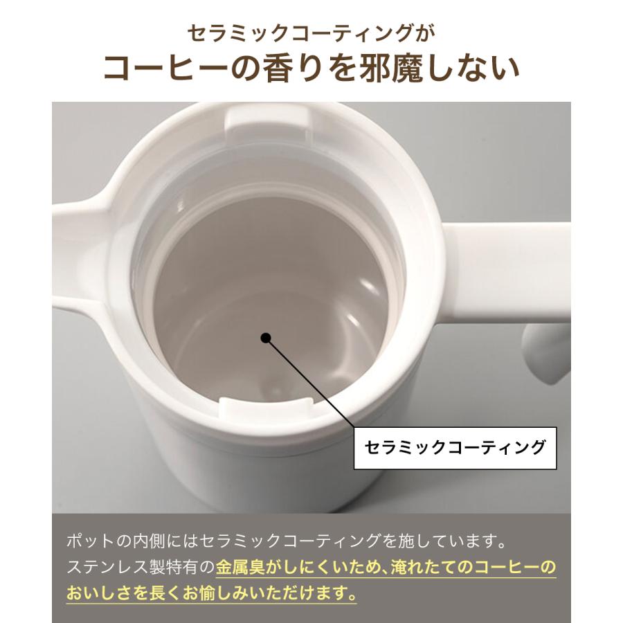 セラミックコーティング 真空二重保温ポット 600 | HARIO ハリオ CHP-600-B CHP-600-W テーブルポット 卓上ポット ジャグ 魔法瓶 保温 |  | 02