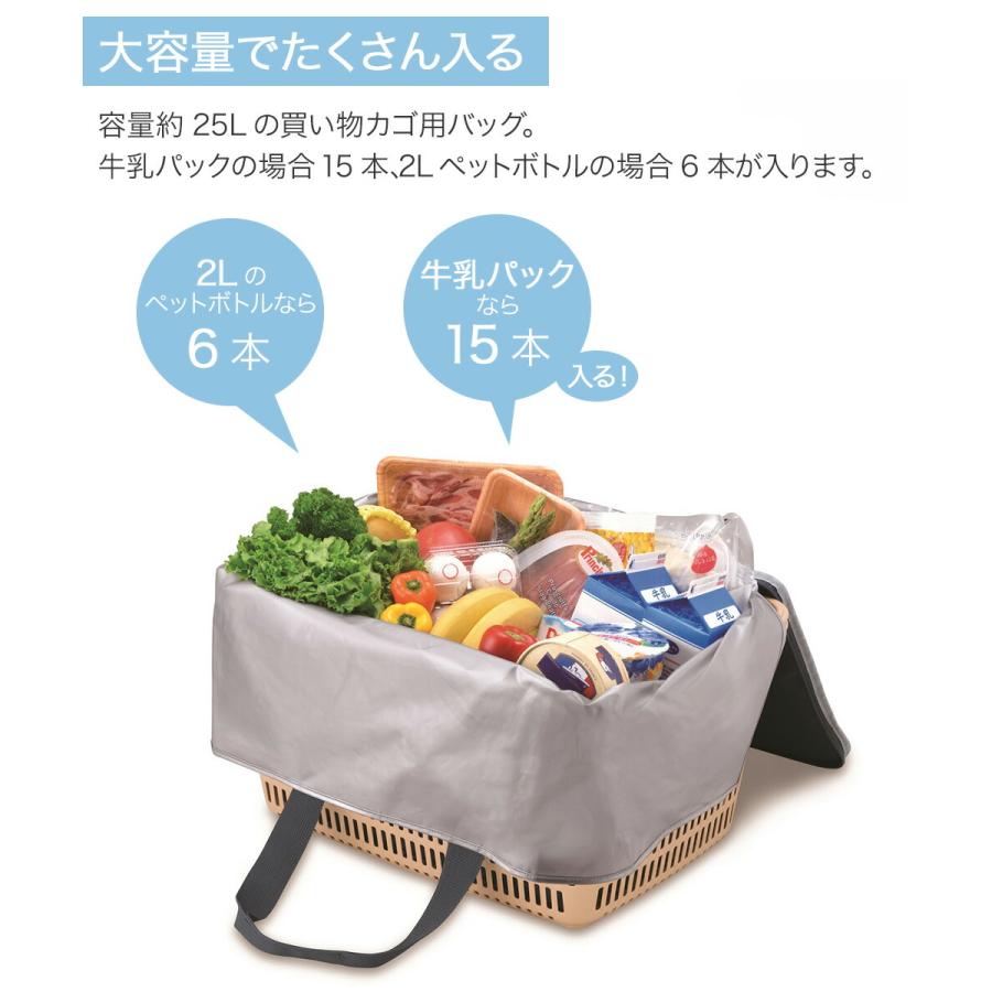 保冷 買い物カゴ用 バッグ RFG-025 25L 底板付き サーモス | THERMOS エコバッグ 保冷機能付き 買い物 レジかご スーパー 大容量 ペットボトル |  | 02