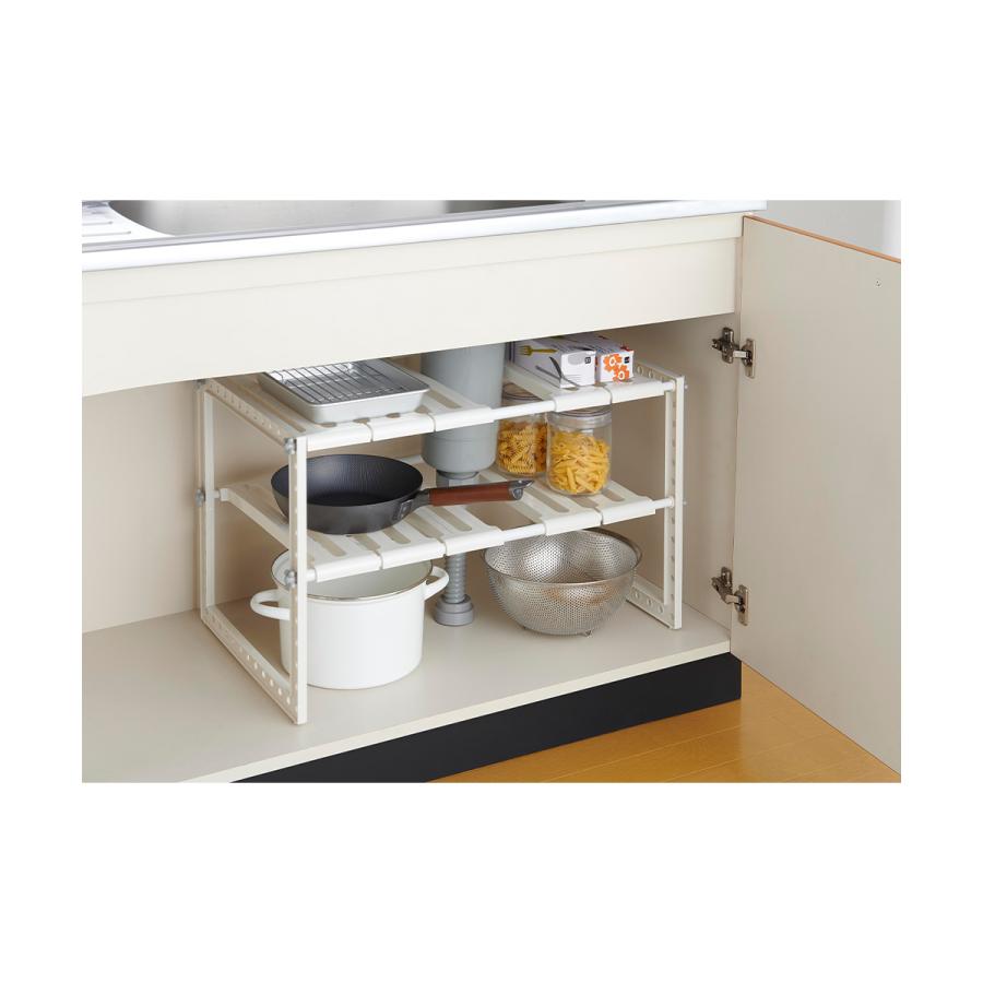 シンク下フリーラックワイド 伸縮タイプ 幅50-75×奥行39.4×高さ40cm KW2-EX Belca 伸晃 | ベルカ 洗面所下 洗面台下 整理ラック 収納ラッ |  | 03