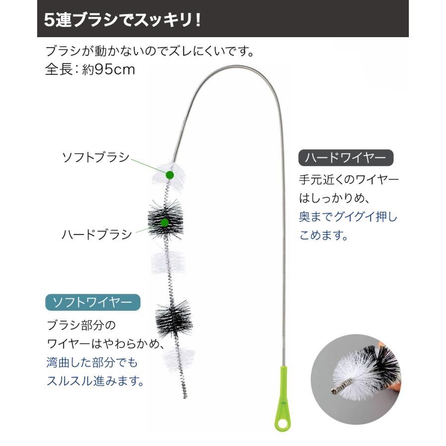 排水管 掃除 ブラシ 全長95cm コジット 汚れ 5連ブラシ | パイプブラシ パイプクリーナー 掃除 ブラシ 排水管ブラシ 水まわり 掃除道具 掃除ブラシ 掃除 |  | 03