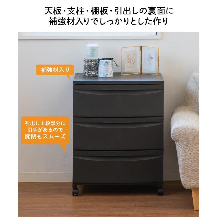 キャスター付 ルーセント ワイドチェスト3段 平和工業 | 組立式 日本製 