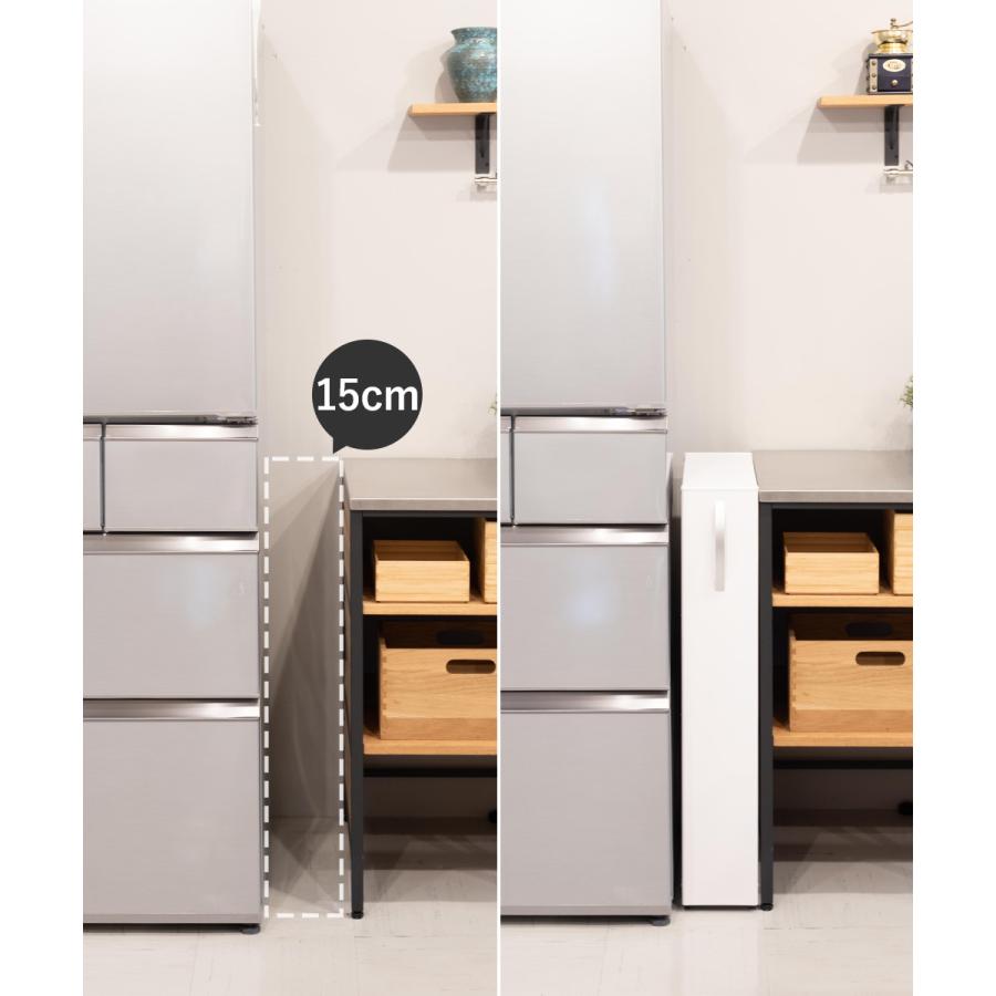 爆買 トールワゴン ロータイプ 幅15cm ホワイト | スチール キッチン