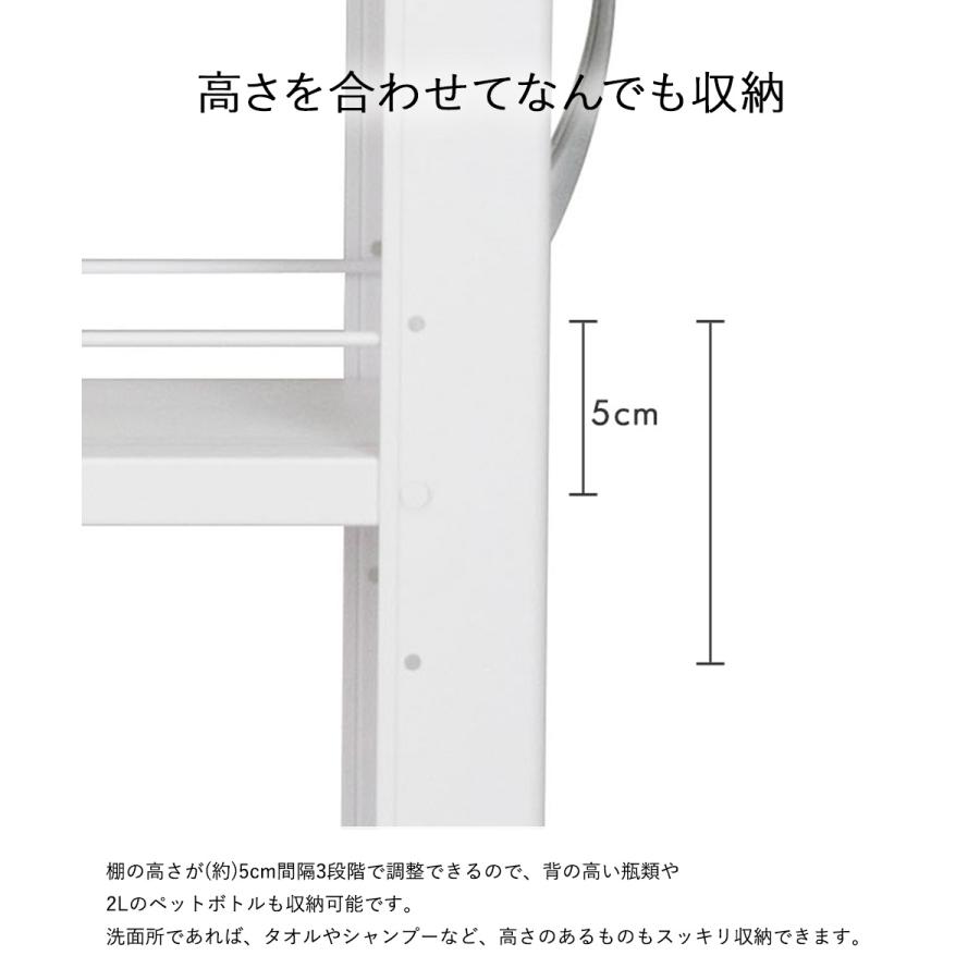トールワゴン ロータイプ 幅20cm ホワイト NWL-200 田窪工業所