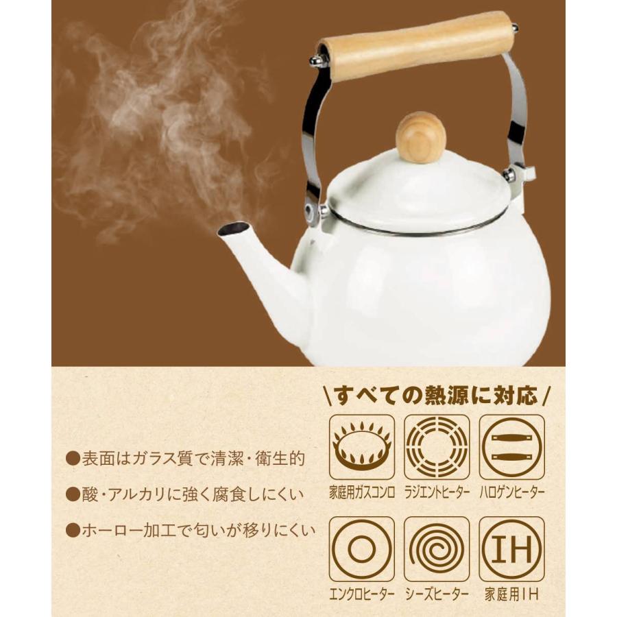 ホーロー ケトル やかん 1.8L IH対応 ホワイト NQ-0255 ブラン
