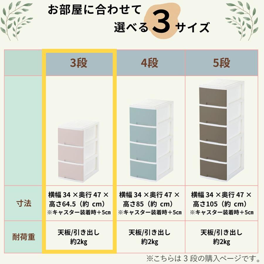 ニューライフスリム 収納ボックス 3段 キャスター付き グリーンパル
