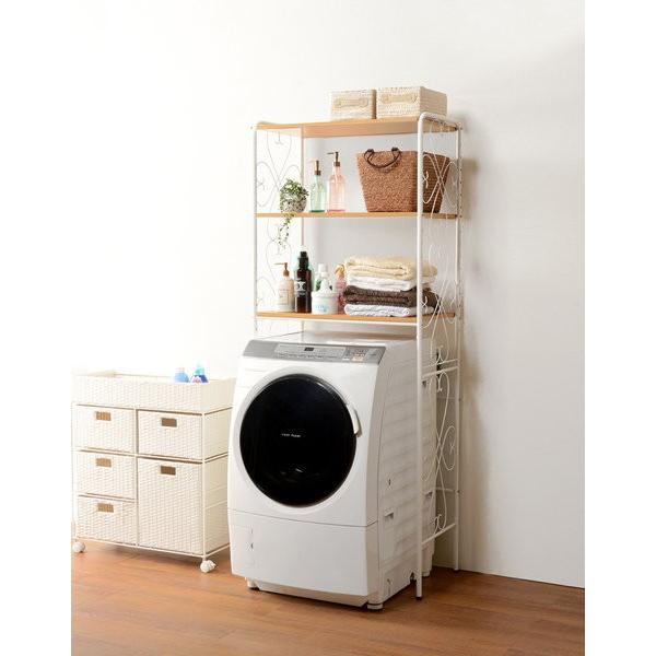 ♡アイアンランドリーラック ３段♡ HAGiHARA（萩原） 洗濯機ラック 収納棚3段付き おしゃれ 幅75cm