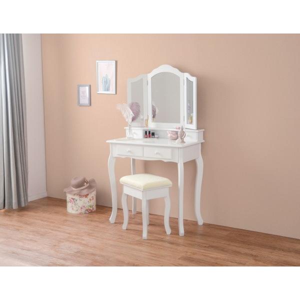 HAGiHARA（萩原） 三面鏡ドレッサー スツール付きセット エレガント