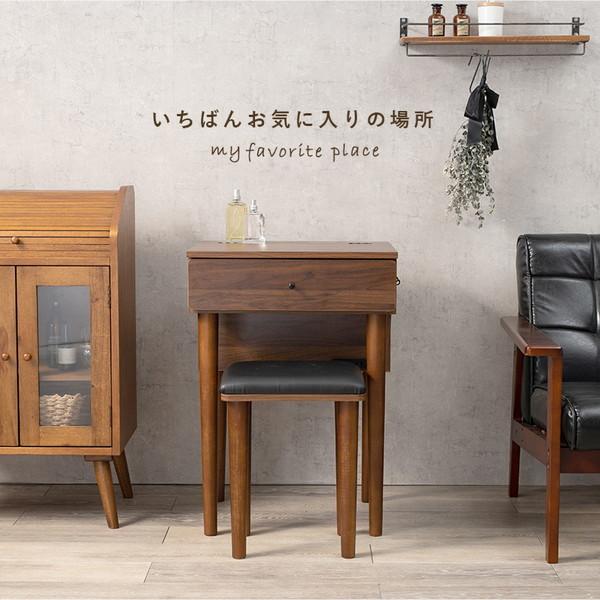 ドレッサーデスク（鏡収納あり） ドレッサー 幅90cm 鏡台 ドレッサーデスク コンセント付 木製 メイク