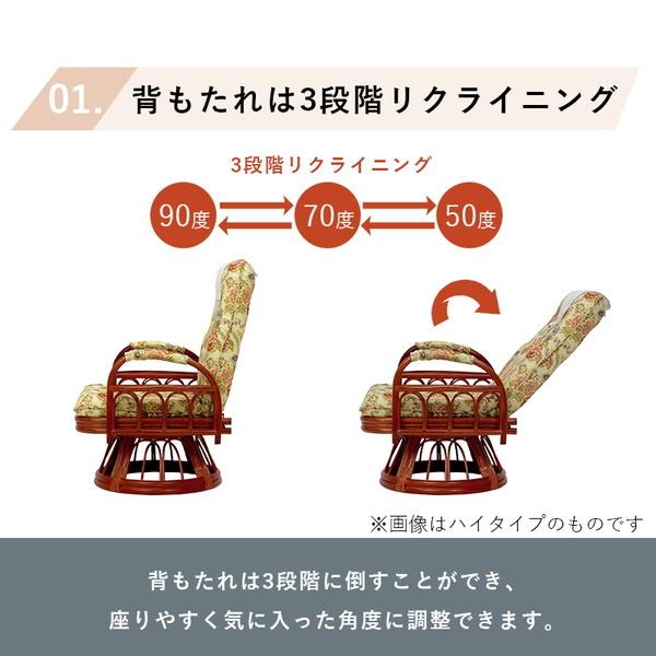 HAGiHARA（萩原） 回転座椅子 高座椅子 肘掛け付き ハイバック ミドル