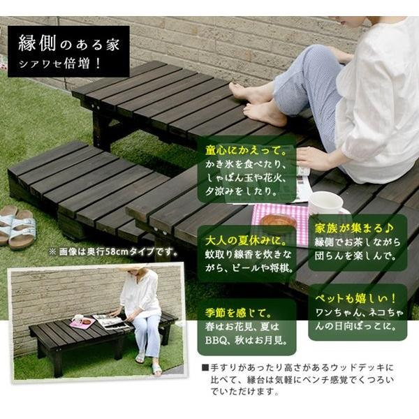 縁台 ウッドデッキ 高さ40cm 奥行90cm 幅180cm ステップセット 天然木 木製 杉材の画像