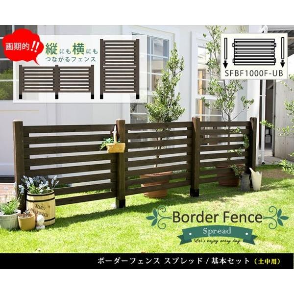 ガーデンフェンス ウッドフェンス 木製 ボーダーフェンス 土中用 基本セット｜kanaemina-kagu｜02