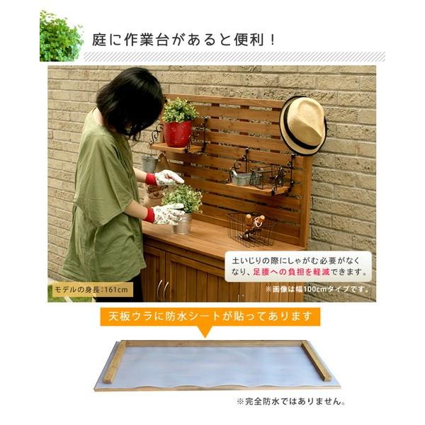 木製物置 作業台付き 収納庫 幅80cm 吊り棚パネル付き 倉庫 屋外