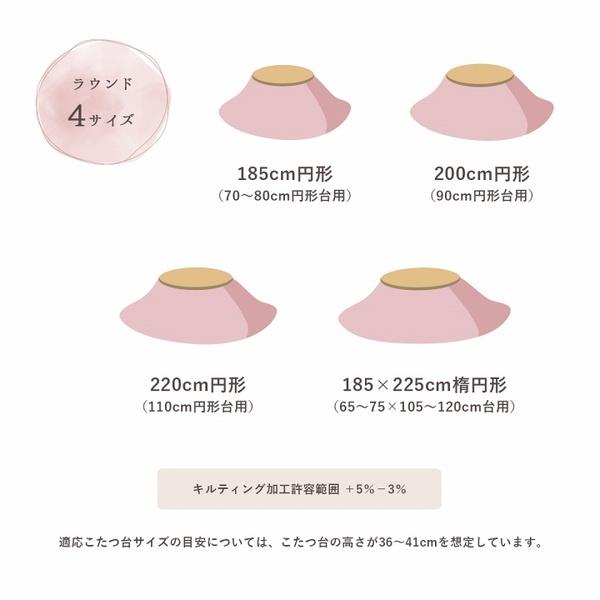 こたつ布団 掛け布団 円形 丸型 直径185cm 無地 おしゃれ エコラビットファー リバーシブル 抗菌防臭加工_19