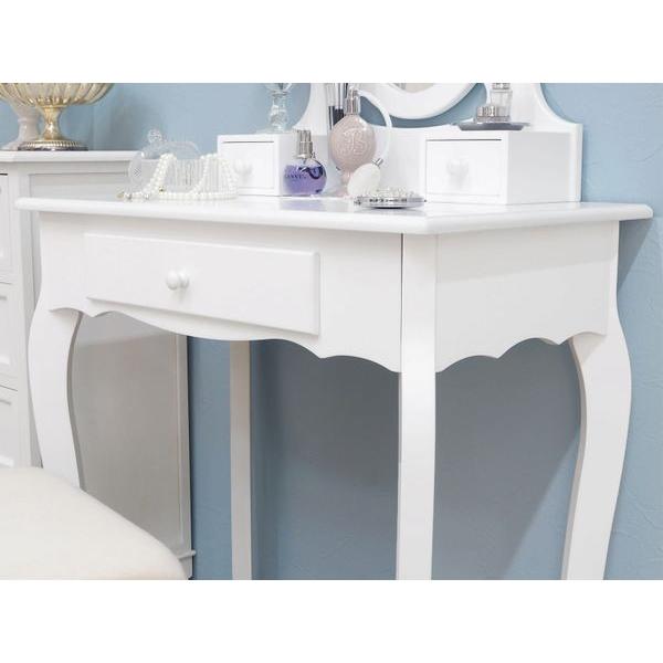 ホワイトドレッサー・鏡台・オーバルミラー ドレッサーデスク 鏡台 スツール付きセット オーバルミラー おしゃれ