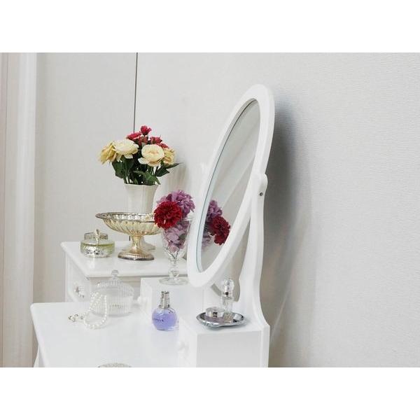 ドレッサーデスク 鏡台 スツール付きセット オーバルミラー おしゃれ