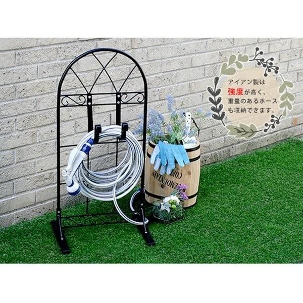 ホース掛けハンガー 散水ホーススタンド アイアン ホース収納ラック