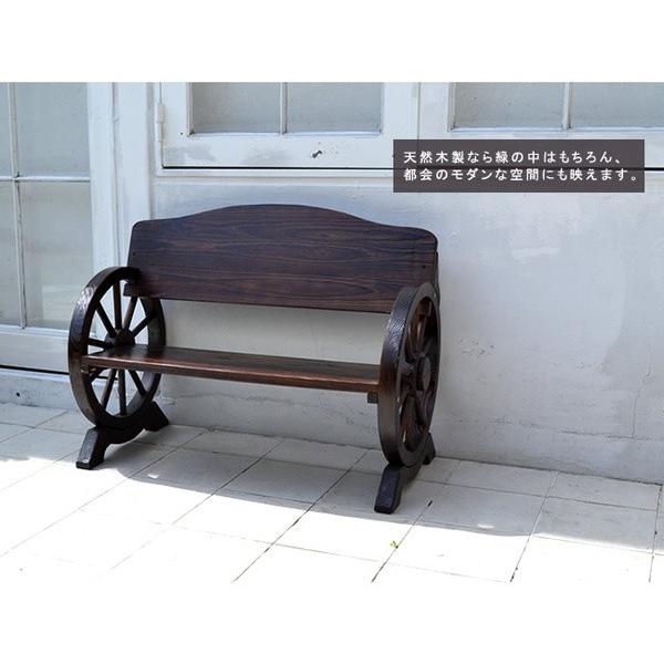 ガーデンベンチ 木製ベンチ おしゃれ 天然木 車輪ベンチ 幅110cm