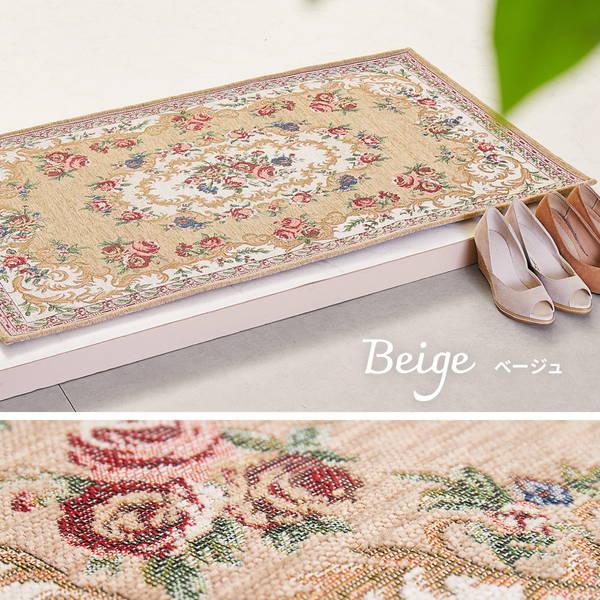 ❤️さえら★アキアカネ★ローズプリントレース遣い★エレガント★玄関マット ❤️さえら☆アキアカネ☆ローズプリントレース遣い☆エレガント