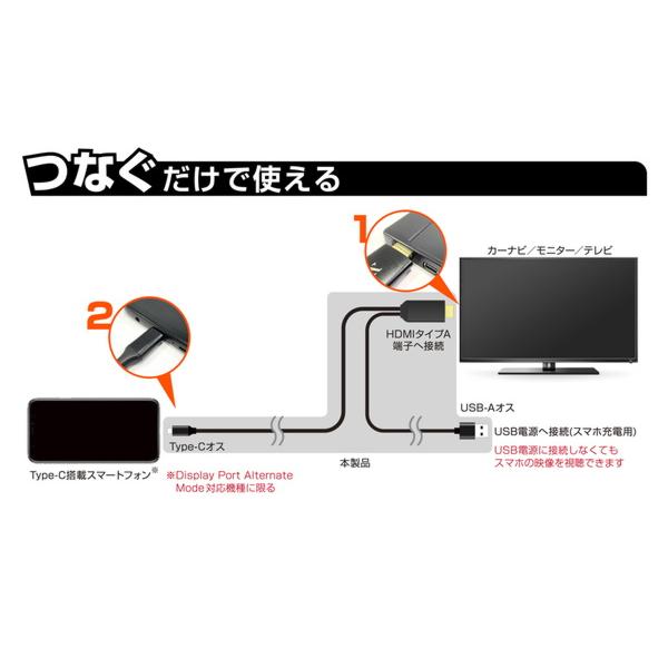 HDMI 変換ケーブル タイプC Type-C スマホ専用 画面をテレビやモニターに映せる充電＆変換ケーブル｜kanaemina｜05